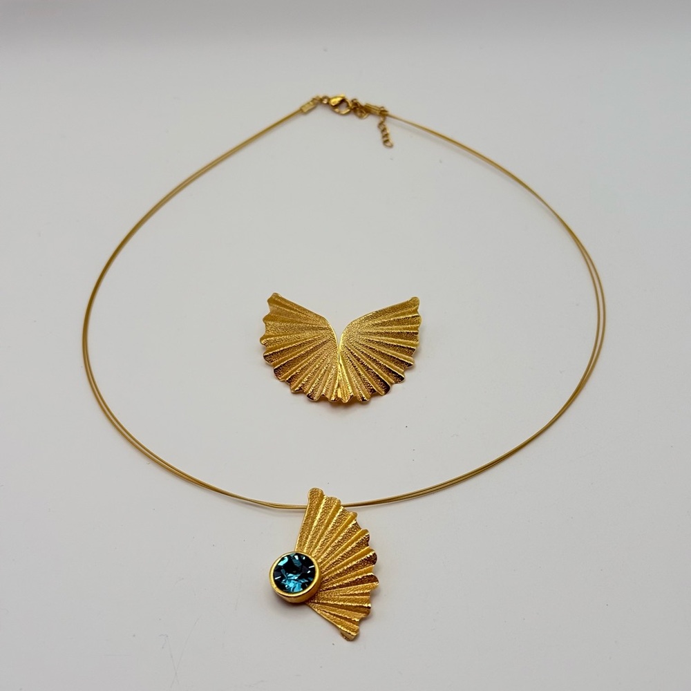 Greek Wing Motif Necklace & Earrings, Mythology-Inspired Design, Made in Greece
